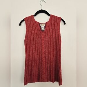Red Sleeveless Knit Sweater Vest